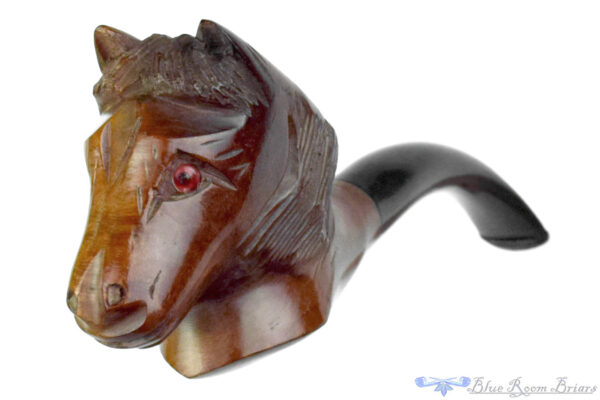 183669g.jpg Italian Bent Horse Figural UNSMOKED Estate Pipe